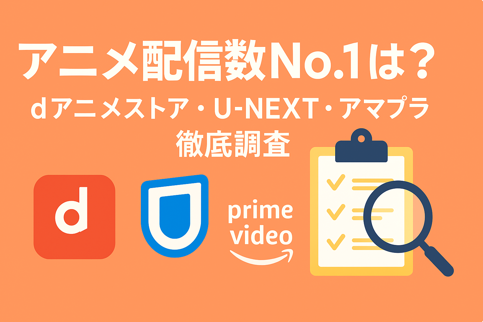 アニメ配信数はどこが1位?dアニメストア・U-NEXT・アマプラを徹底調査